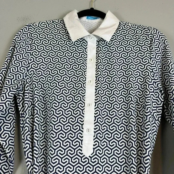 J.McLaughlin Henley Collared Dress Tie Waist Belt 3/4 Sleeve Office Career M - Picture 3 of 6